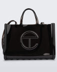 Borsa shopper grande Jelly Melissa + Telfar - Nero trasparente