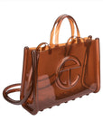 Borsa shopper grande Jelly Melissa + Telfar - Marrone trasparente