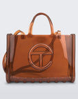 Borsa shopper grande Jelly Melissa + Telfar - Marrone trasparente